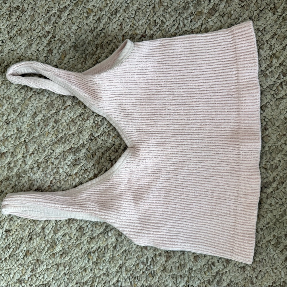 Ribbed Knit Crop Top in Light Pink